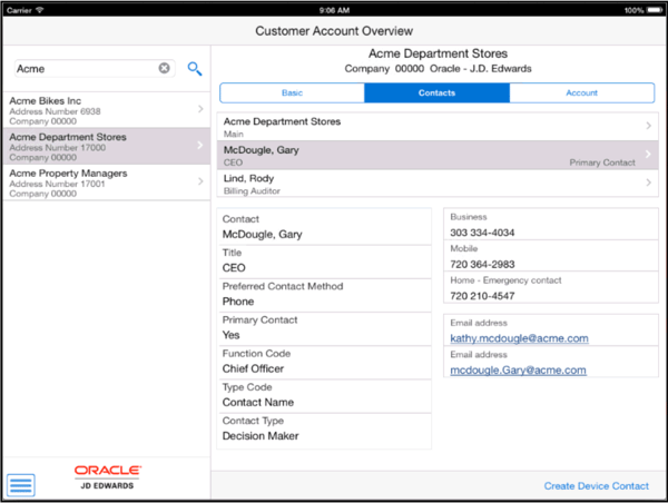 customer account overview contacto, jd edward