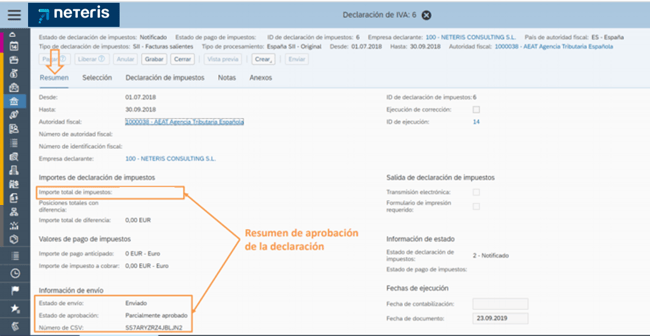 sii sap declaracion IVA